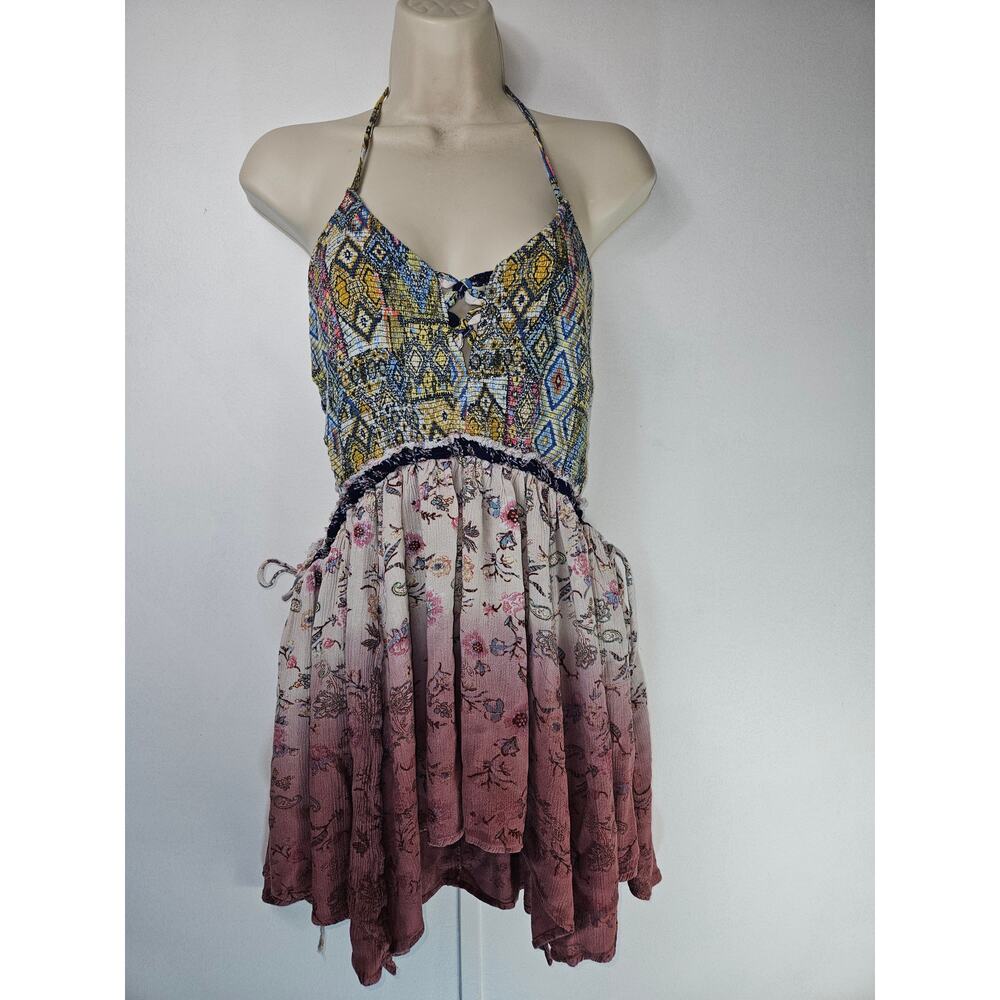 Gimmicks SZ S Bohemian tired peekaboo tank feminine floral mini dress - Picture 10 of 10